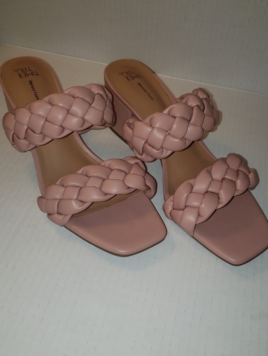 Time and Tru Shoes - Time and Tru Braided Double-Strap Slide Sandals in Blush